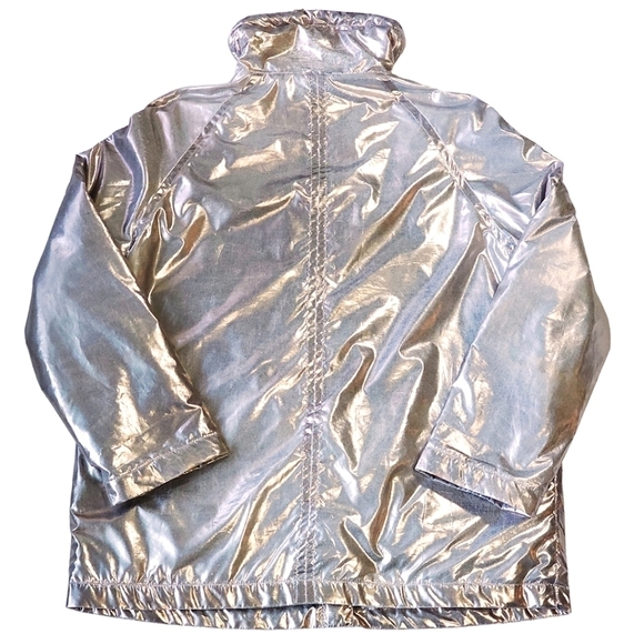 ASOS Metallic Rose Gold Oversized  Sherpa Lined Rain Jacket Size 0 - Picture 2 of 10